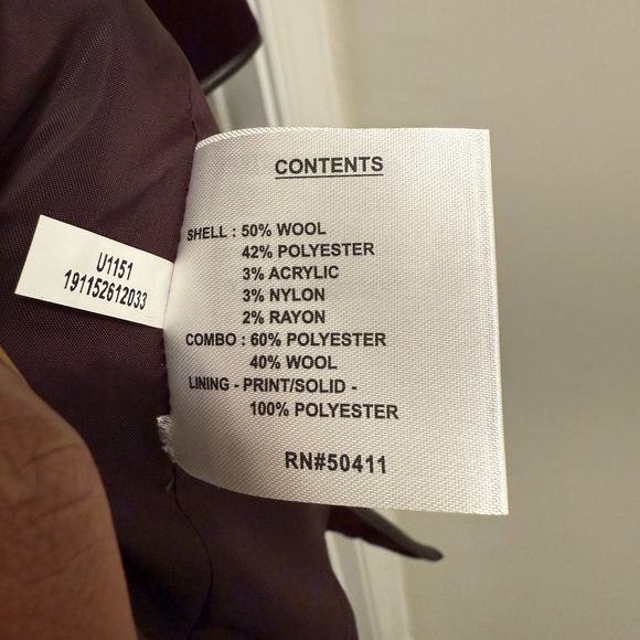 Nine West Women's Burgundy Wool Blend Coat with Belt - NEW - Picture 14 of 15